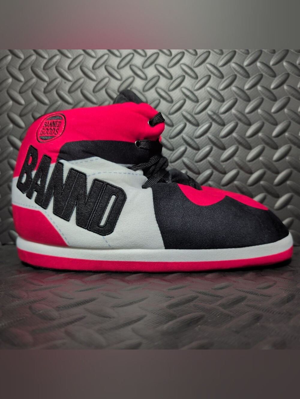 Banned Goods "BANND" house slippers Chicago black toe